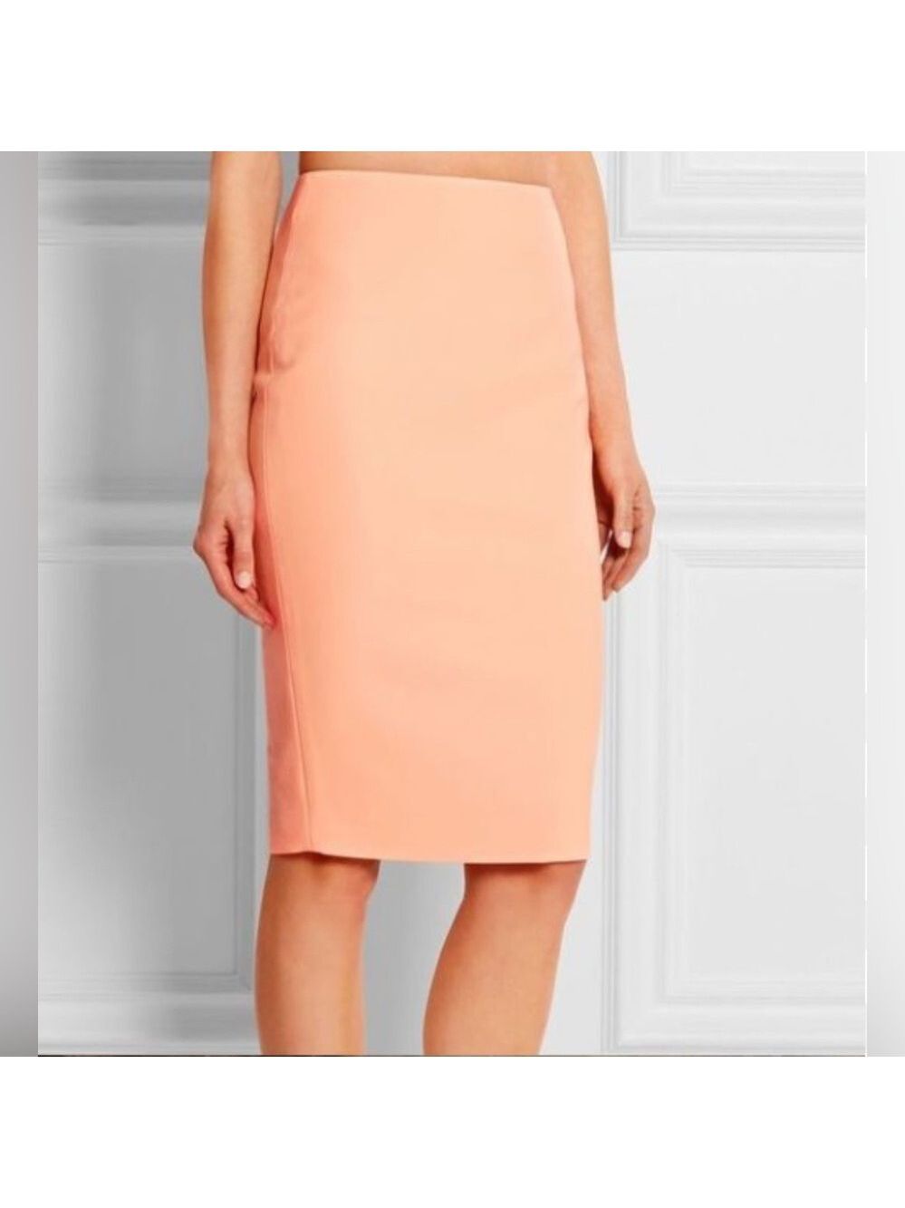 Elizabeth and James Mango Coral lined split slit Pencil Skirt size 0